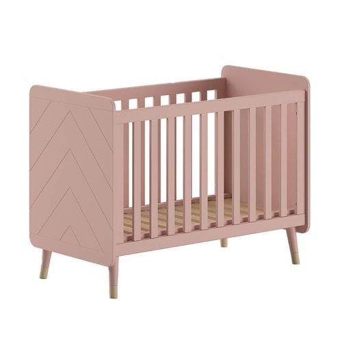 Lit Bébé à Barreaux Rose Et Gold Motif Graphique - Tiny Pink