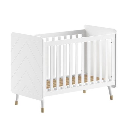 Lit Bébé à Barreaux Blanc Et Gold Motif Graphique - Tiny White
