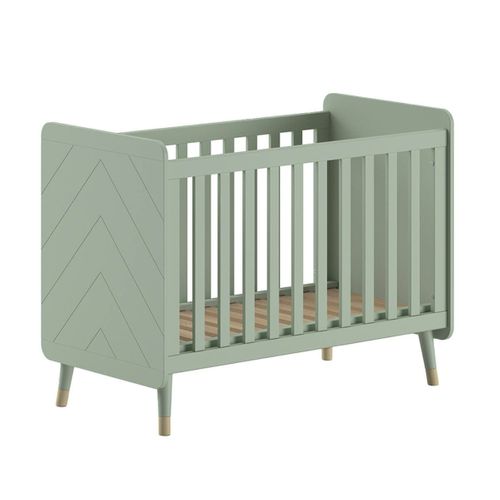 Lit Bébé à Barreaux Vert Olive Et Gold Motif Graphique - Tiny Green