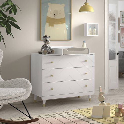 Table à Langer Et Commode 3 Tiroirs Motif Graphique - Tiny White