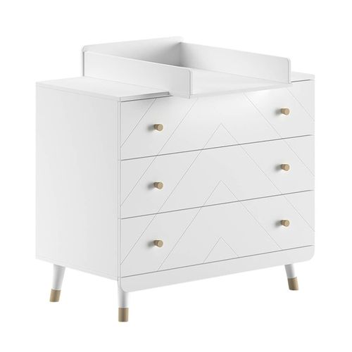 Chambre Avec Lit Bébé Vert + Table à Langer + Armoire 3 Portes - Tiny White