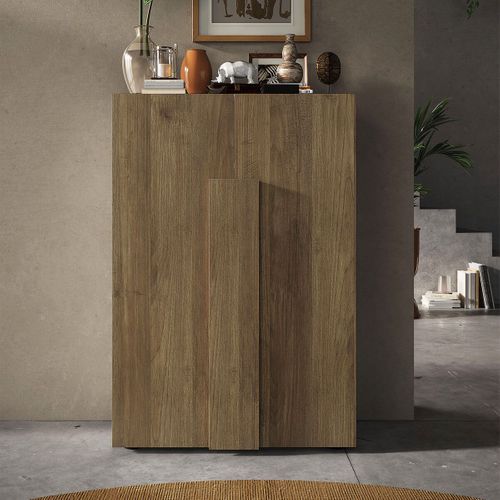 Meuble D'entrée 2 Portes 4 Étagères Aspect Bois Finition Mercure - Zeus