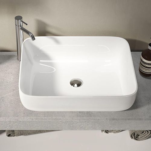 Meuble Vasque 92cm 2 Tiroirs Blanc Laqué Et Aspect Béton - Arturo