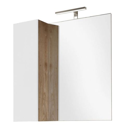 Meuble Vasque 78cm Suspendu + Miroir Blanc Et Aspect Bois Finition Cadiz - Arturo