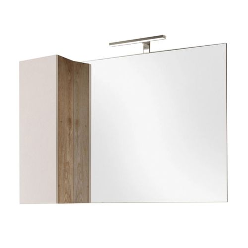 Meuble Vasque 110cm + Miroir Beige Et Aspect Bois Finition Cadiz - Arturo