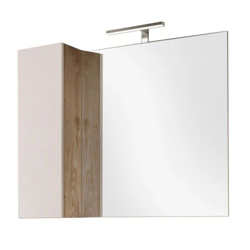 Meuble Vasque 92cm Suspendu + Miroir Beige Et Aspect Bois Finition Cadiz - Arturo