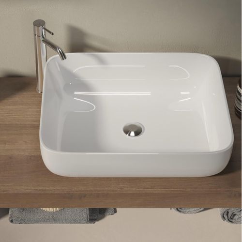 Meuble Vasque 78cm + Miroir Beige Et Aspect Bois Finition Mercure - Arturo