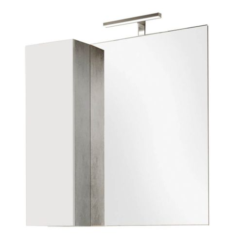 Meuble Vasque 78cm + Miroir Blanc Et Aspect Béton - Arturo