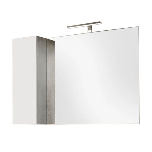Ensemble Meuble Vasque 110cm + Colonne Pivotante Blanc Et Aspect Béton - Arturo