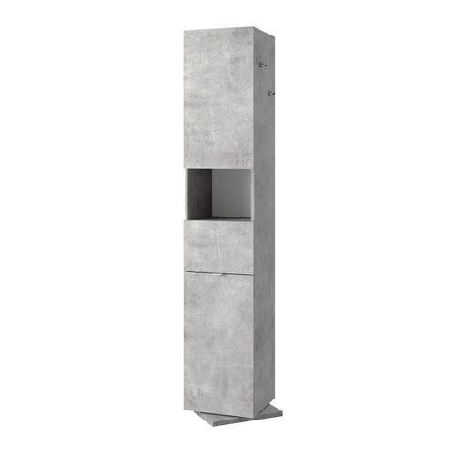 Ensemble Meuble Vasque Suspendu 110cm + Rangements Blanc Et Aspect Béton - Arturo