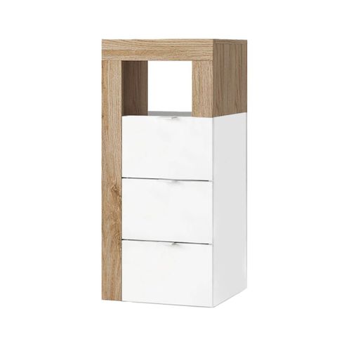Ensemble Meuble Vasque 92cm + Rangements + Armoire Blanc Et Aspect Bois Cadiz - Arturo