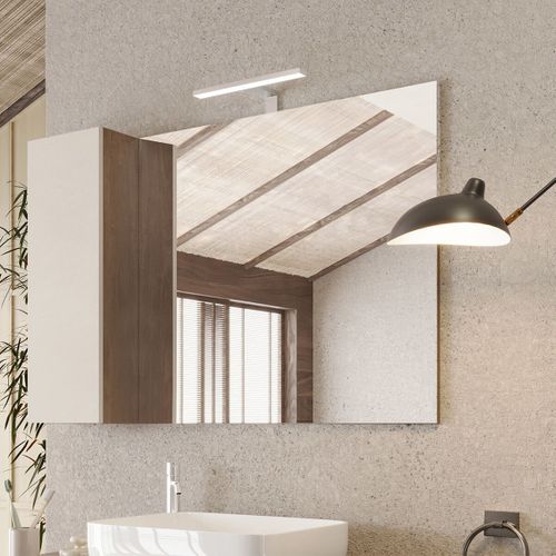 Ensemble Meuble Vasque 110cm + Colonne Beige Et Aspect Bois Mercure - Arturo