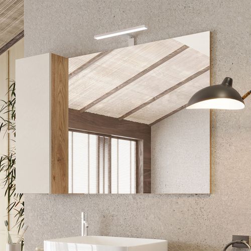Ensemble Meuble Vasque 92cm + Colonne Beige Et Aspect Bois Cadiz - Arturo