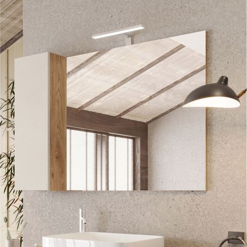 Ensemble Meuble Vasque 110cm + Colonne Pivotante Beige Et Aspect Bois Cadiz - Arturo