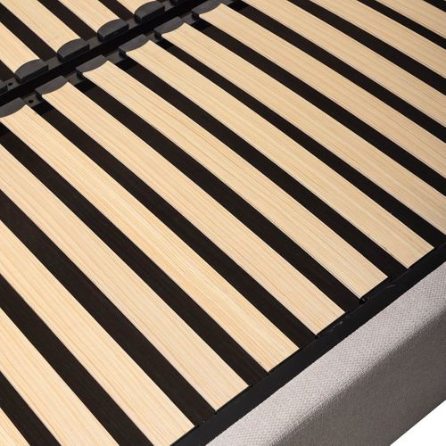 Lit Coffre 160x200cm 22 Lattes Avec Tête De Lit 114cm Tissu Velours Beige - Harvey