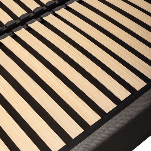 Lit Coffre 140x190cm 22 Lattes Avec Tête De Lit 114cm Tissu Velours Gris - Harvey