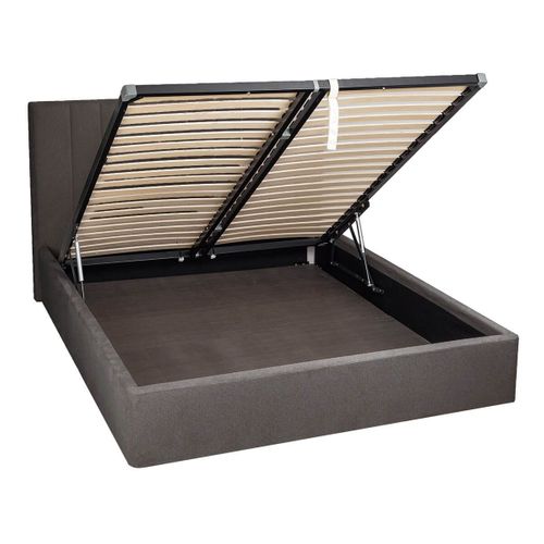 Lit Coffre 180x200cm 22 Lattes Avec Tête De Lit 114cm Tissu Velours Gris - Harvey