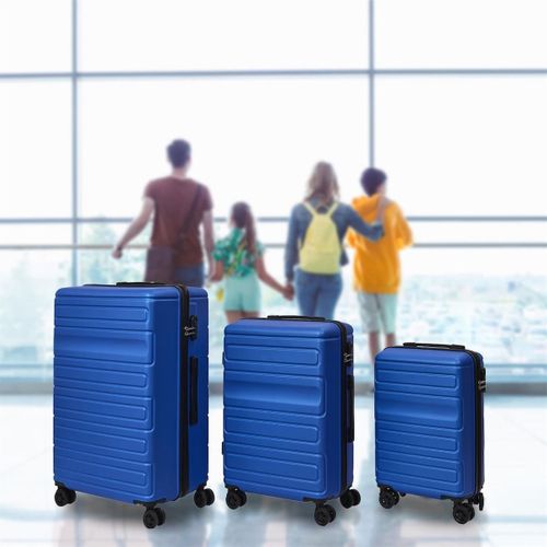 Lot De 3 Valises Rigides Bleues Avec Roues Pivotantes 360°, Cadenas Sécurisé à Code - Helen