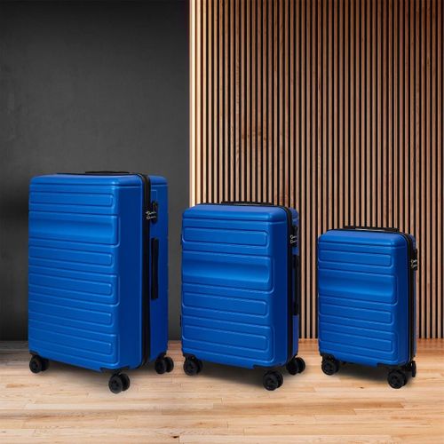 Lot De 3 Valises Rigides Bleues Avec Roues Pivotantes 360°, Cadenas Sécurisé à Code - Helen