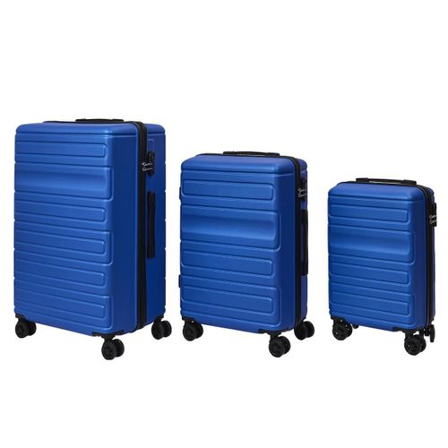 Lot De 3 Valises Rigides Bleues Avec Roues Pivotantes 360°, Cadenas Sécurisé à Code - Helen