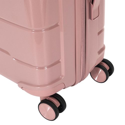 Lot De 3 Valises Roses Poudrées (13l-107l) Avec Vanity, Roues Pivotantes 360°, Poignée De Traction