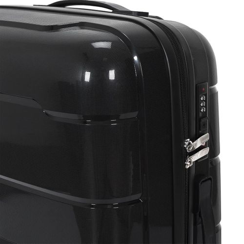 Lot De 3 Valises Noire (13l-107l) Avec Vanity, Roues Pivotantes 360°, Poignée De Traction Et Cadena
