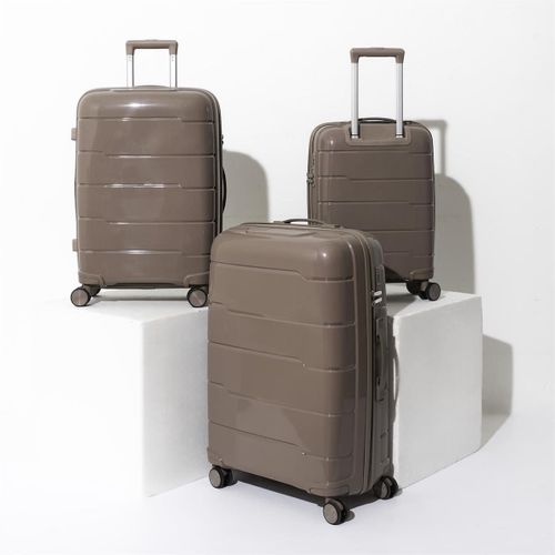 Lot De 3 Valises Taupe (13l-107l) Avec Vanity, Roues Pivotantes 360°, Poignée De Traction Et Cadena