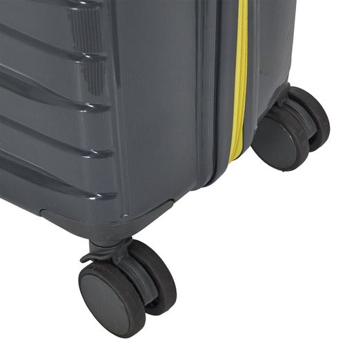 Lot De 3 Valises Grises Zip Jaune Fluo Avec Roues Pivotantes 360°, Cadenas Sécurisé à Code - Vespia