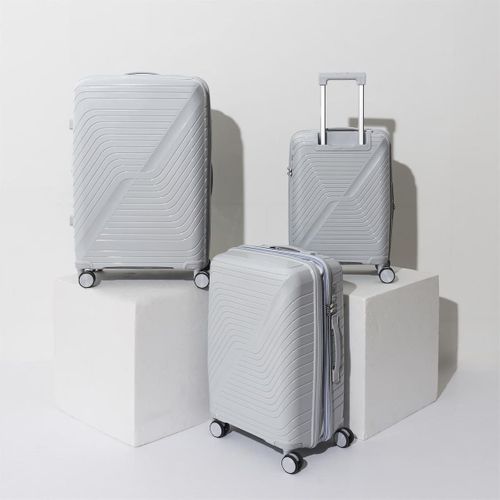 Lot De 3 Valises Extensibles Grises Avec Roues Pivotantes 360°, Cadenas Sécurisé à Code - Osloa