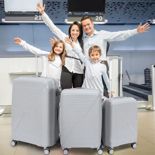 Lot De 3 Valises Extensibles Grises Avec Roues Pivotantes 360°, Cadenas Sécurisé à Code - Osloa