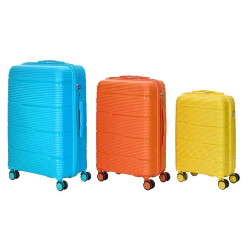 Lot De 3 Valises Orange, Bleue, Jaune Avec Roues Pivotantes 360° Et Cadenas Sécurisé à Code - Janer