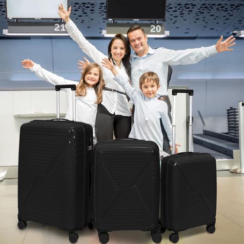 Lot De 3 Valises Extensibles Noires Avec Roues Pivotantes 360°, Cadenas Sécurisé à Code - Osloa