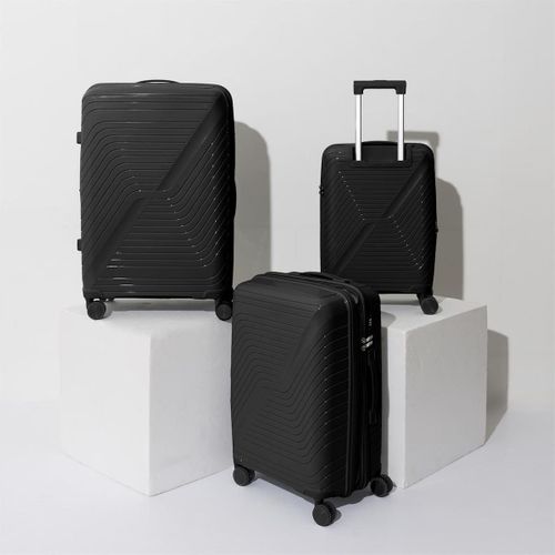 Lot De 3 Valises Extensibles Noires Avec Roues Pivotantes 360°, Cadenas Sécurisé à Code - Osloa