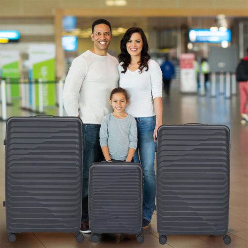 Lot De 3 Valises XL Noires Avec Roues Pivotantes 360°, Cadenas Sécurisé à Code - Emir