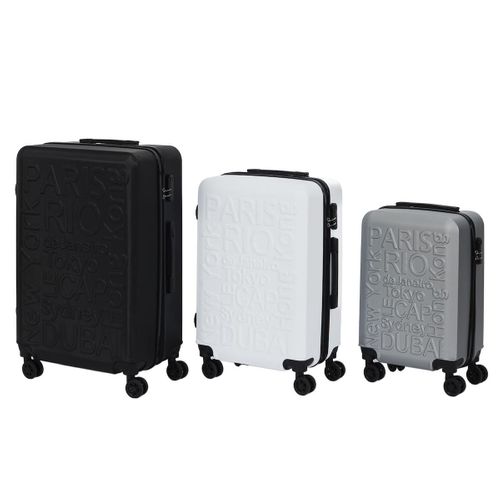 Lot De 3 Valises Noire, Grises, Blanche Avec Roues Pivotantes 360° Et Cadenas Sécurisé à Code - Kim