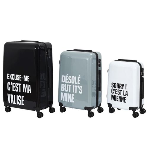 Lot De 3 Valises Mots Noire, Grises, Blanche Avec Roues Pivotantes 360° Et Cadenas Sécurisé à Code