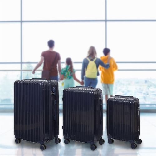 Lot De 3 Valises Bleu Marine - 49l 65l 105l, Coque Rigide En Polycarbonate, Roues Pivotantes 360°
