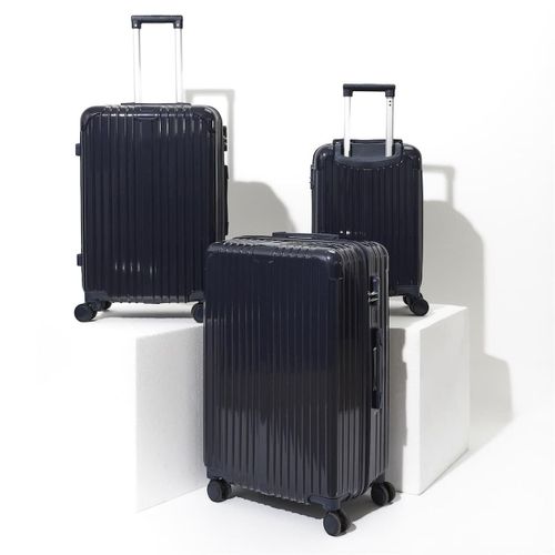 Lot De 3 Valises Bleu Marine - 49l 65l 105l, Coque Rigide En Polycarbonate, Roues Pivotantes 360°