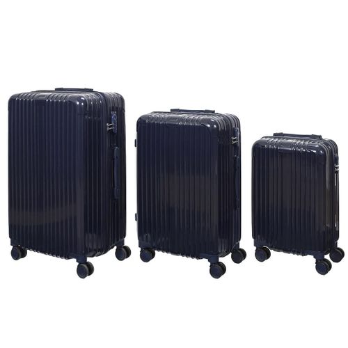 Lot De 3 Valises Bleu Marine - 49l 65l 105l, Coque Rigide En Polycarbonate, Roues Pivotantes 360°