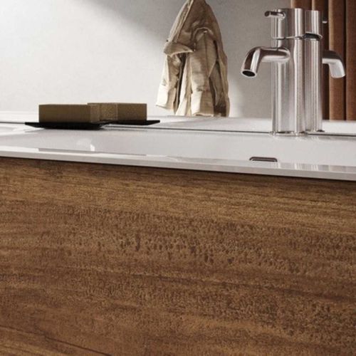 Meuble Vasque 101cm 3 Tiroirs Aspect Bois Finition Mercure - Zeus