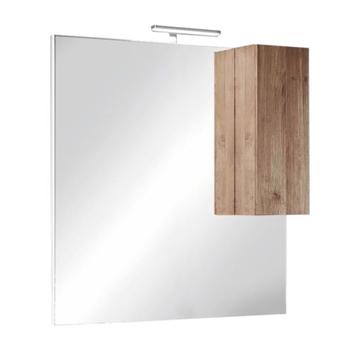 Meuble Vasque 101cm Suspendu 2 Tiroirs + Miroir Aspect Bois Finition Mercure - Zeus