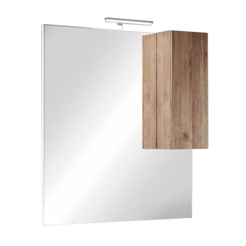 Meuble Vasque 82cm 3 Tiroirs + Miroir Aspect Bois Finition Mercure - Zeus