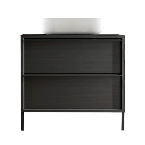 Meuble Vasque 92cm 2 Tiroirs Aspect Bois Noir - Teras
