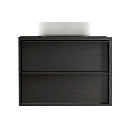 Meuble Vasque 92cm Suspendu 2 Tiroirs Aspect Bois Noir - Teras