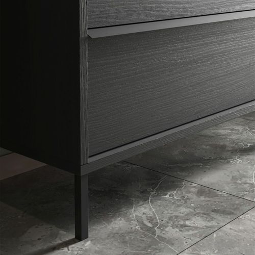 Meuble Vasque 79cm 2 Tiroirs Aspect Bois Noir - Teras