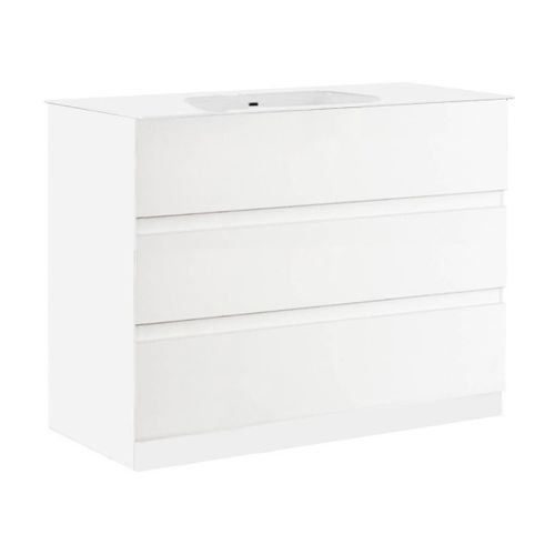 Meuble Vasque 82cm 3 Tiroirs  Finition Blanc Laqué - Birja