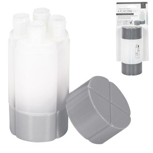 Kit De 4 Flacons De Voyage Rechargeables 60 Ml En Plastique Blanc - Kiteo