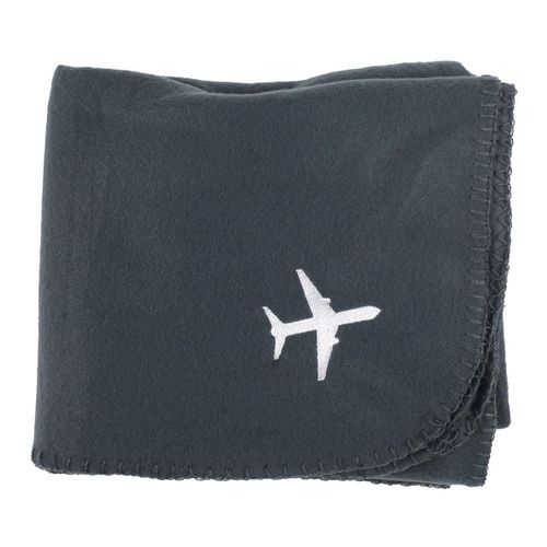 Plaid Polaire De Voyage Rectangulaire 120x150cm En Polyester Gris Anthracite Avec Les Bords Surpiqu