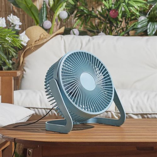Ventilateur USB Silencieux Bleue à Deux Vitesses (h25cm) Avec Une Tête Orientable Et Inclinable Ver