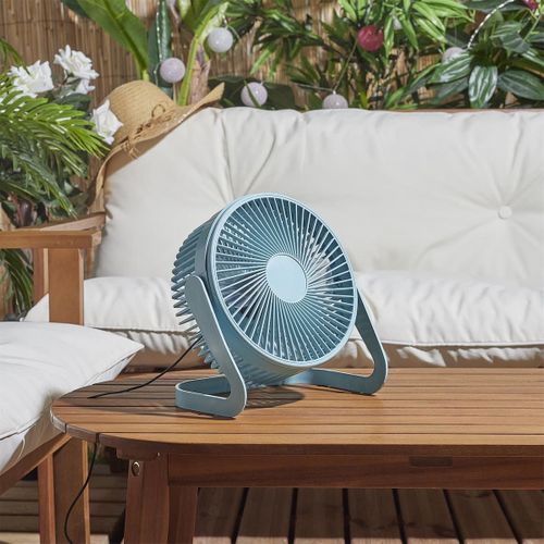 Ventilateur USB Silencieux Bleue à Deux Vitesses (h25cm) Avec Une Tête Orientable Et Inclinable Ver